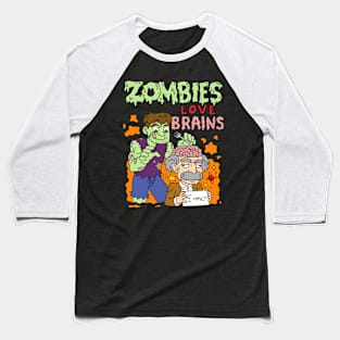 Zombies love brains - Halloween Gift Baseball T-Shirt